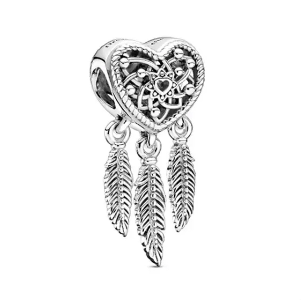 NEW•Silver Heart shaped Dreamcatcher DIY charm